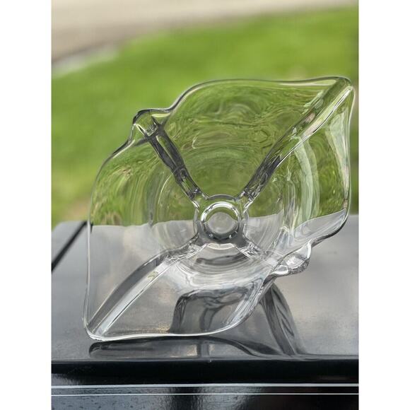 Vintage Duncan Miller Glass‎ Clear Crimped Flared Pointed Console Vase Bowl - Picture 4 of 12